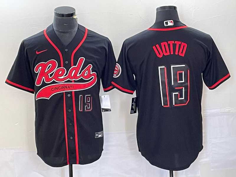 Men%27s Cincinnati Reds #19 Joey Votto Number Black 2023 City Connect Cool Base Stitched Jersey->cincinnati reds->MLB Jersey